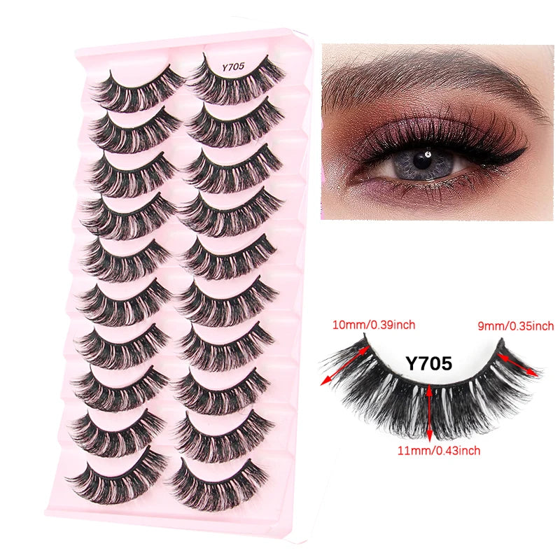 False Eyelashes 3/10/20 Pairs Natrual Fluffy Winged Dramatic 3D Russian Strip Mink Lashes Fake Eyelashes Cat Eye Makeup Cilia