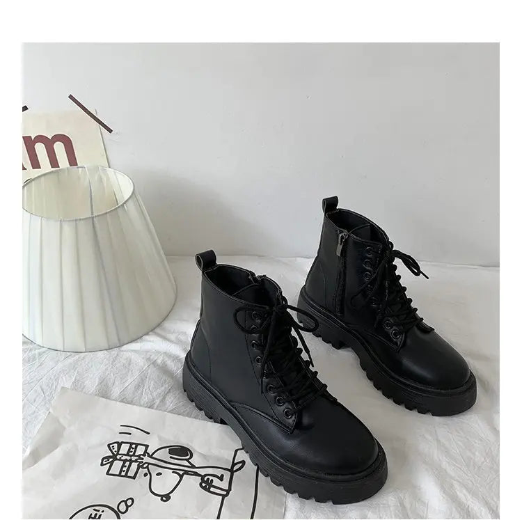 Spring/Autumn Round Toe Square Heel Increased ZIP Soft Fashion Women's Shoes 2025 New Short Boots Large Fashion Martin Boots