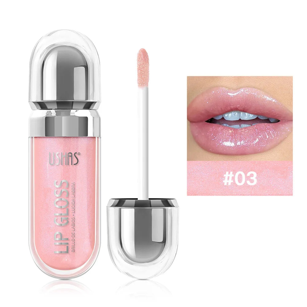 USHAS 12 colors mirror fine flash liquid lipstick pearlescent color waterproof sweatproof non-stick cup lip gloss