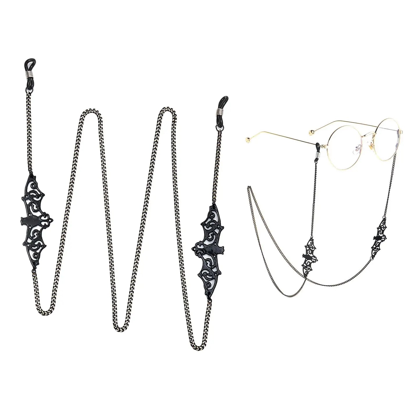 Fashionable Eyeglass Chain Black Bat Reading Eyewear Retainer Necklace Strap