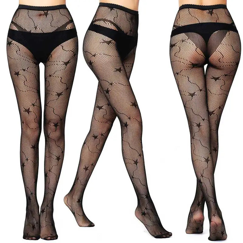 Sexy Mesh Stockings Print Patterns Flower Heart Skull Nylon Push Up Slim Women Fishnet Tights Y2k Party Club Gothic Pantyhose