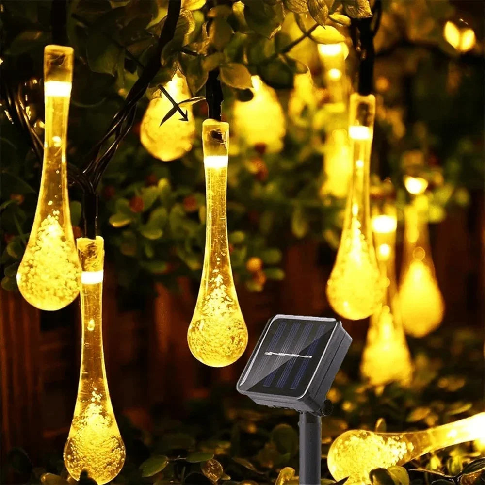 Solar Light Water drops led String Lights Christmas Party Decor Patio Lawn Garland Garden Outdoor Fairy Lights Solar Patio Light