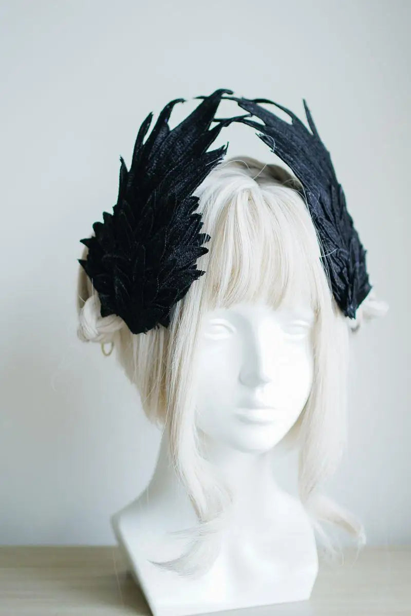 Feather Angel Wing Hair Clips Lolita Barrette Hairpin Lolita Anime Cosplay Hair Accessories Anime Halloween Black White Headwear
