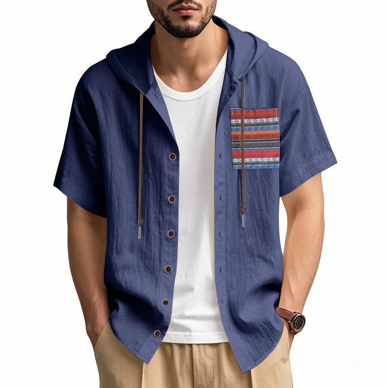 Men s Linen Shirts Casual Short Sleeve V Neck Button Down Pocket Tops Summer Hoodies - Stylish and Comfortable Apparel for Warm