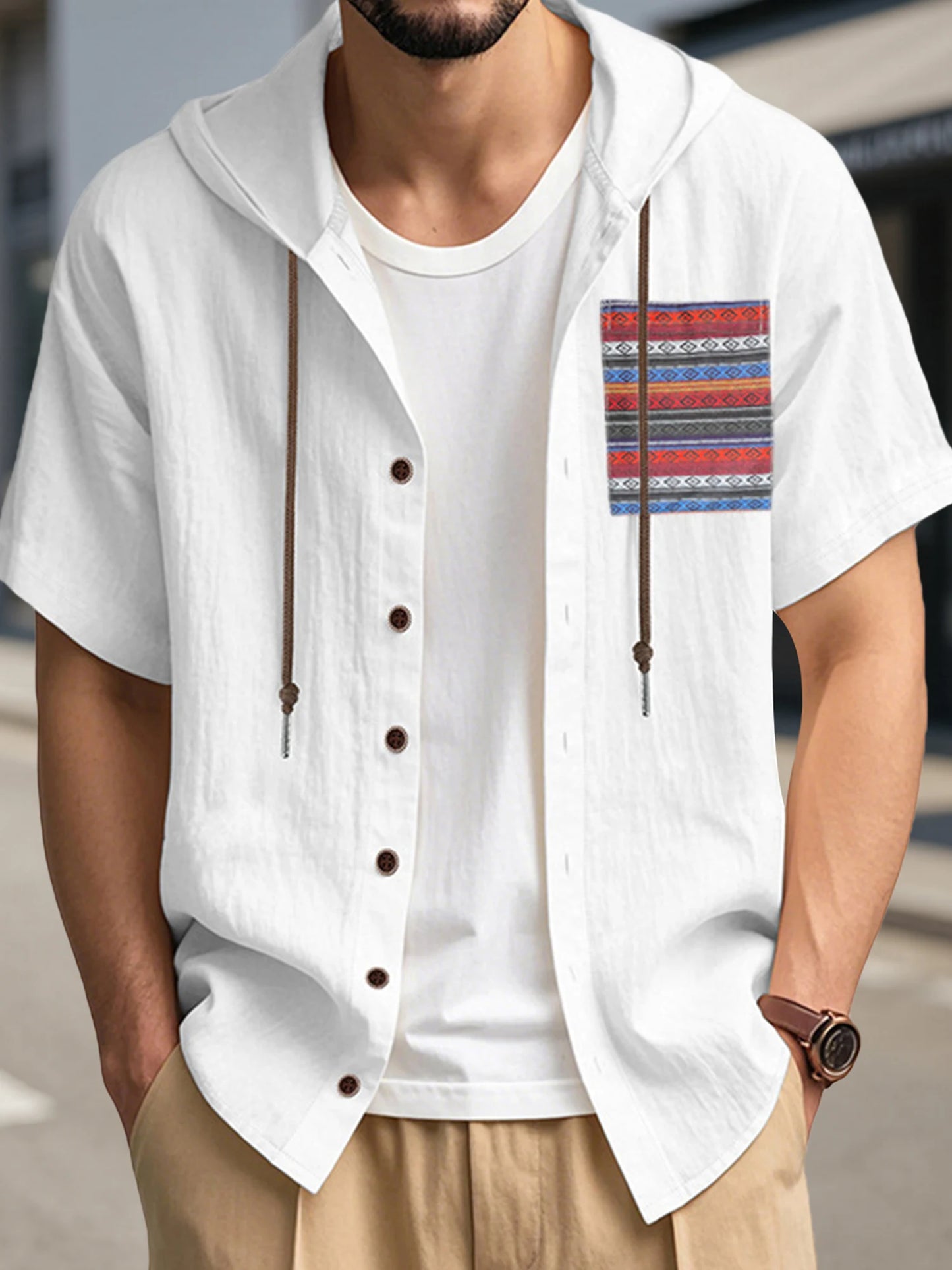 Men s Linen Shirts Casual Short Sleeve V Neck Button Down Pocket Tops Summer Hoodies - Stylish and Comfortable Apparel for Warm