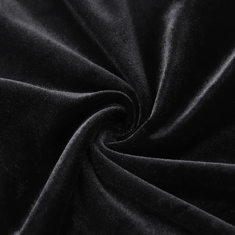 Aesthetic Gothic Midi Dress Women Vintage Split Maxi Dresses Vintage Black Velvet Chain Patchwork Bodycon Long Dress Grunge Robe