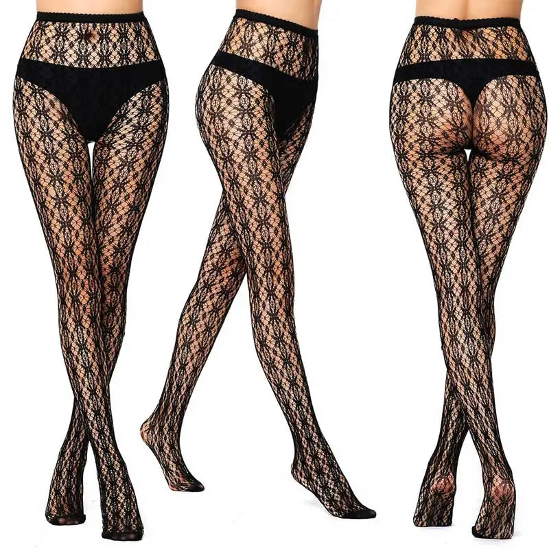Sexy Mesh Stockings Print Patterns Flower Heart Skull Nylon Push Up Slim Women Fishnet Tights Y2k Party Club Gothic Pantyhose
