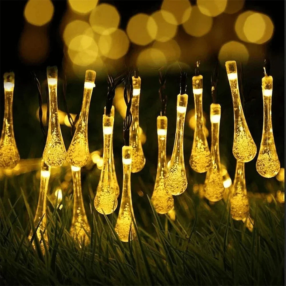 Solar Light Water drops led String Lights Christmas Party Decor Patio Lawn Garland Garden Outdoor Fairy Lights Solar Patio Light