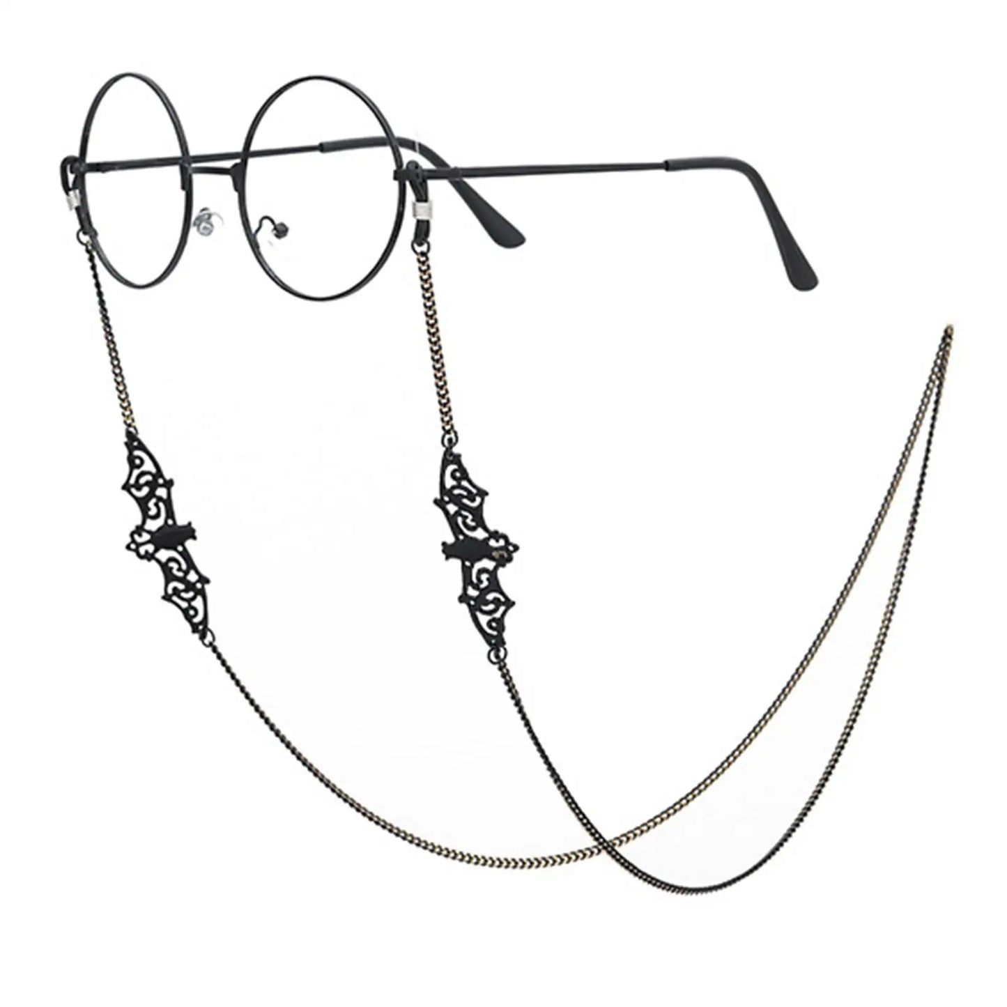 Fashionable Eyeglass Chain Black Bat Reading Eyewear Retainer Necklace Strap