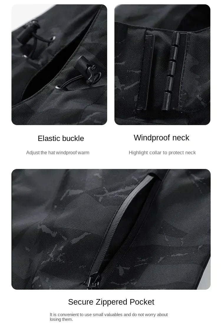 2024 Autumn Men's Jacket Korean Fashion Loose Waterproof Hooded Coat Outdoor Leisure Function Camping Camo Jacket Men's Workwear