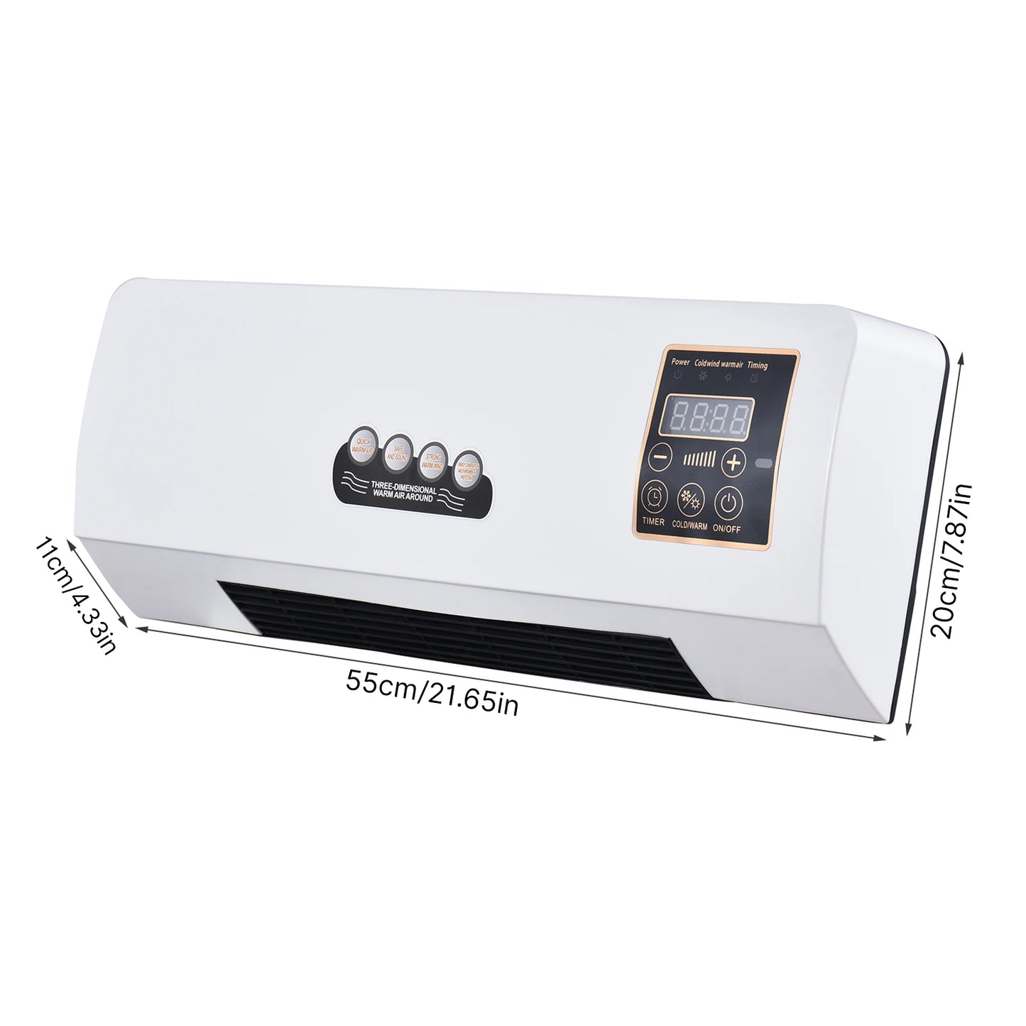2-in-1 Air Conditioner Heater and Fan Combo Timing Wall Mounted Electric Fan and Space Heater Remote Control for Dormitory Home