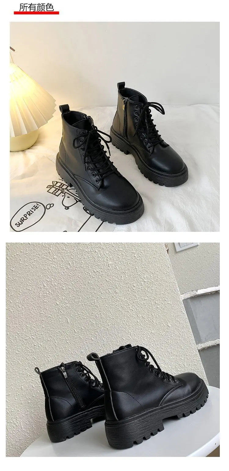 Spring/Autumn Round Toe Square Heel Increased ZIP Soft Fashion Women's Shoes 2025 New Short Boots Large Fashion Martin Boots