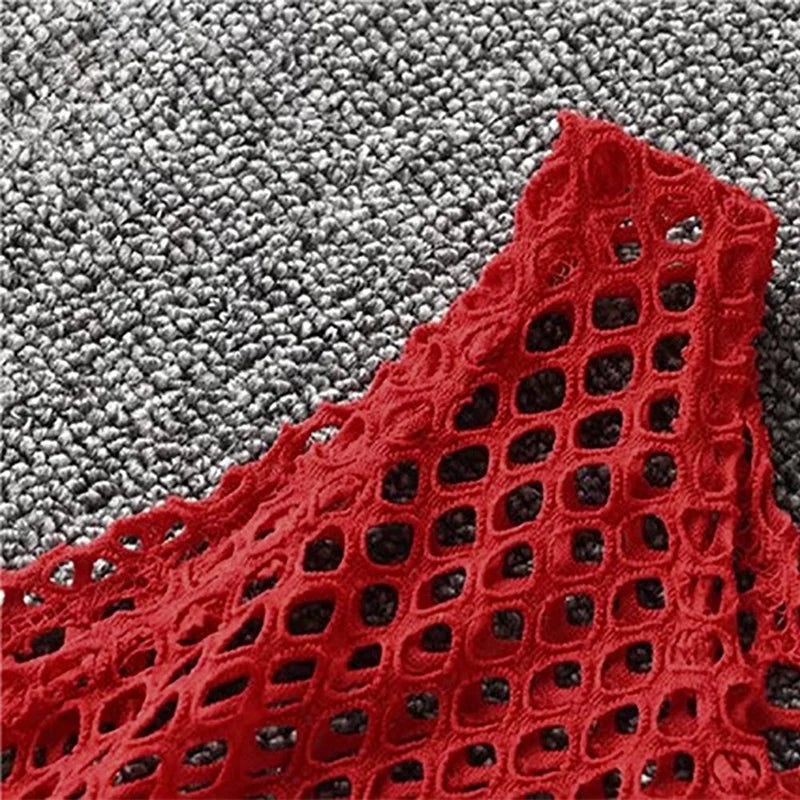 Sexy Black/Red Hollow Out Crop Top 2023 Mesh T-shirt Female Loose Fashion Summer Basic Tops For Women Fishnet Shirt