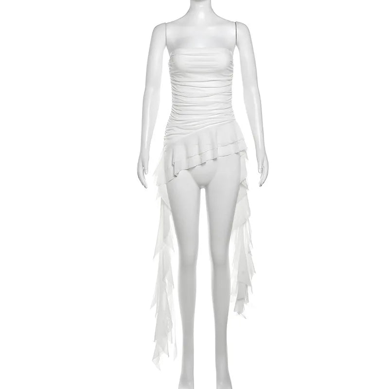 Nibber 2024 Spring New Solid Color Sweet Gentle Cute All-match High Street Travel Sexy Cool Women Chest Wrap ruched Tassel Vest