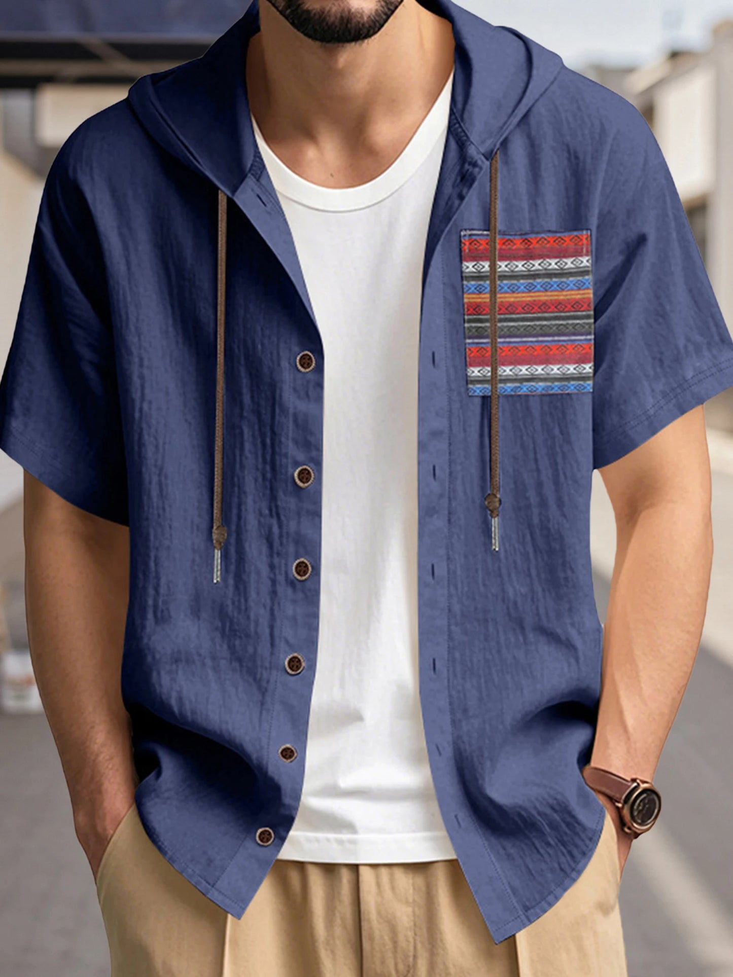 Men s Linen Shirts Casual Short Sleeve V Neck Button Down Pocket Tops Summer Hoodies - Stylish and Comfortable Apparel for Warm