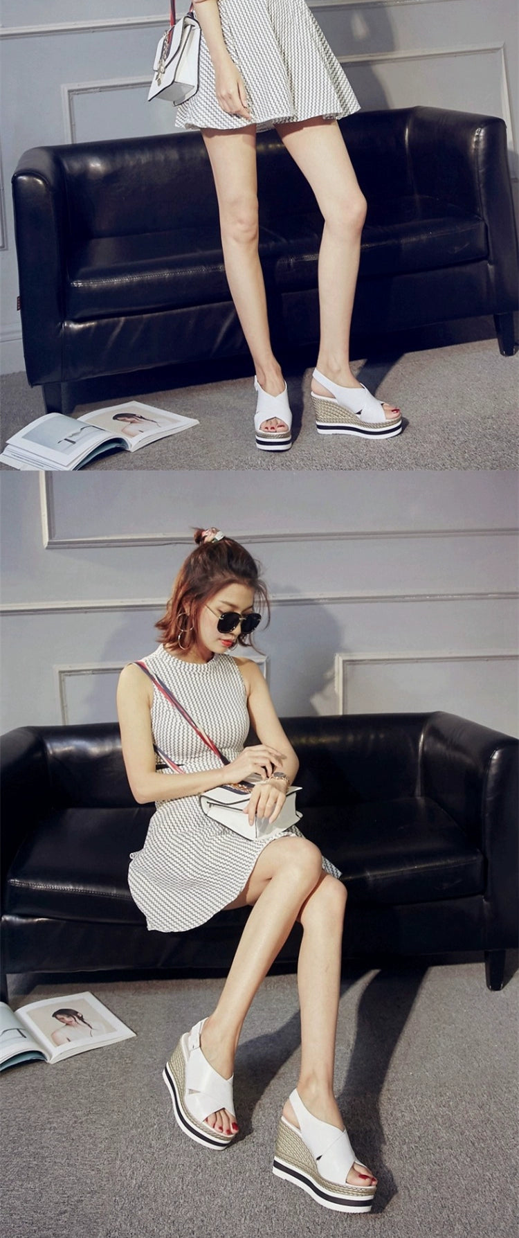 Genuine Leather Wedge Sandals Women's 2025 Summer New Arrival First Layer Cowhide High Heels All-Matching Platform Shoes Thick Sole Roman Shoes