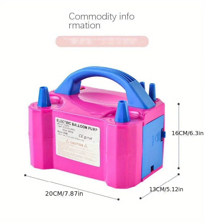 Portable Electric Balloon Pump -AC 110V-120V 600W Balloon Inflator With Dual Nozzle & 2 Tying Tools Party Decoration