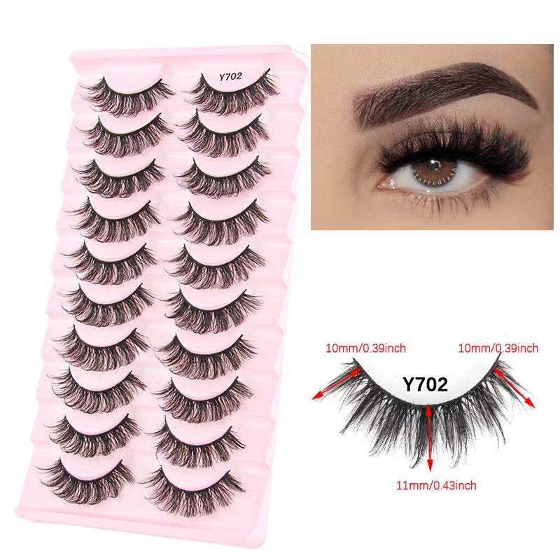 False Eyelashes 3/10/20 Pairs Natrual Fluffy Winged Dramatic 3D Russian Strip Mink Lashes Fake Eyelashes Cat Eye Makeup Cilia