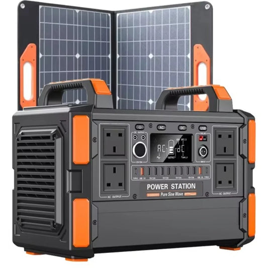 200W 1200W portable solar power station with MPPT controller lithium-ion battery AC solar panel for outdoor camping charging