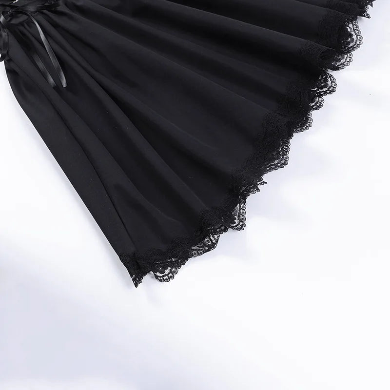 Goth Dark Lolita Gothic Aesthetic Bandage Corset Dresses Grunge Style Black Embroidery Emo Dress Women A-line Party Alt Clothes