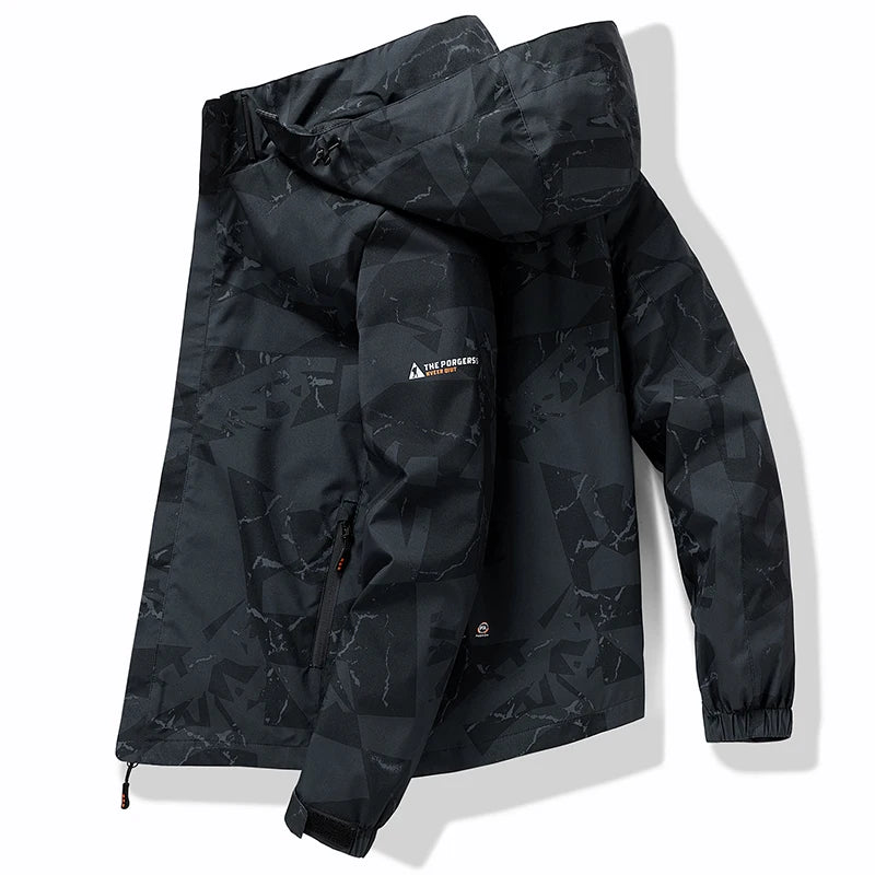 2024 Autumn Men's Jacket Korean Fashion Loose Waterproof Hooded Coat Outdoor Leisure Function Camping Camo Jacket Men's Workwear