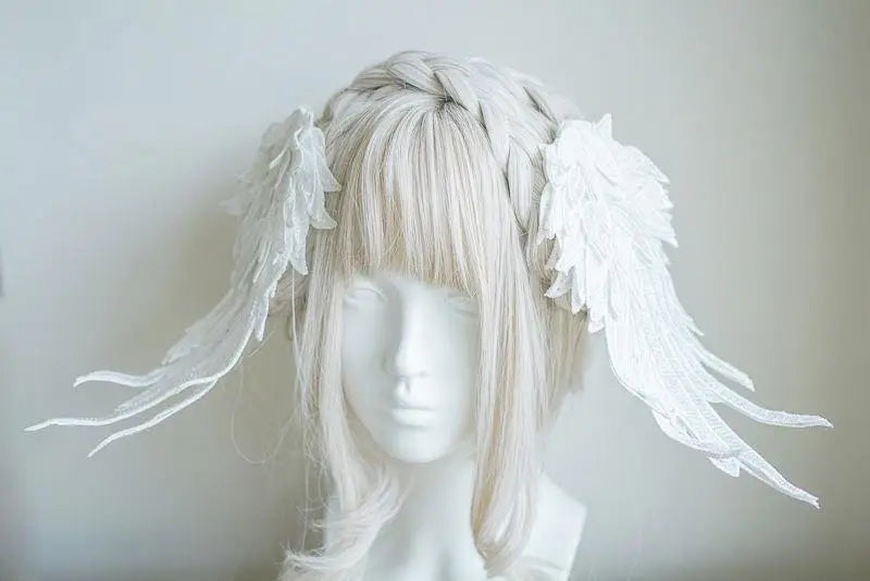 Feather Angel Wing Hair Clips Lolita Barrette Hairpin Lolita Anime Cosplay Hair Accessories Anime Halloween Black White Headwear