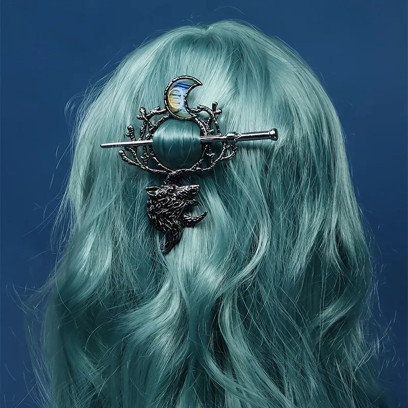 Enthic Viking Punk Witch Stick Hairpin Chunky Moth Hair Stick Cosplay Halloween Party Costumes Props Gothic Nordic Headpiece