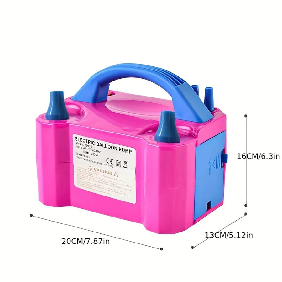 Portable Electric Balloon Pump -AC 110V-120V 600W Balloon Inflator With Dual Nozzle & 2 Tying Tools Party Decoration