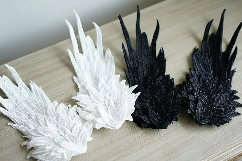 Feather Angel Wing Hair Clips Lolita Barrette Hairpin Lolita Anime Cosplay Hair Accessories Anime Halloween Black White Headwear
