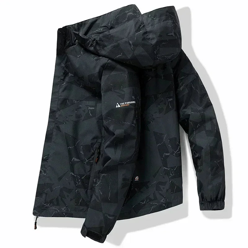 2024 Autumn Men's Jacket Korean Fashion Loose Waterproof Hooded Coat Outdoor Leisure Function Camping Camo Jacket Men's Workwear