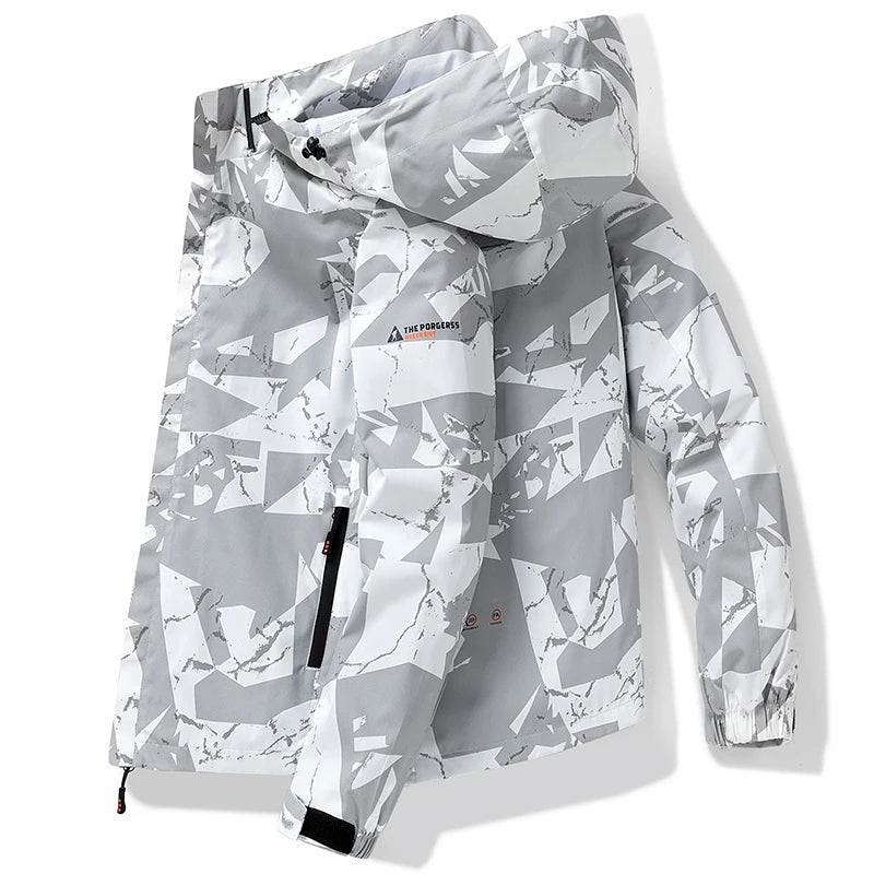 2024 Autumn Men's Jacket Korean Fashion Loose Waterproof Hooded Coat Outdoor Leisure Function Camping Camo Jacket Men's Workwear