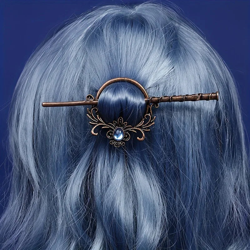 Enthic Viking Punk Witch Stick Hairpin Chunky Moth Hair Stick Cosplay Halloween Party Costumes Props Gothic Nordic Headpiece