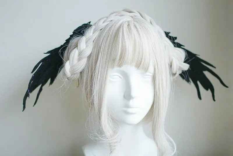 Feather Angel Wing Hair Clips Lolita Barrette Hairpin Lolita Anime Cosplay Hair Accessories Anime Halloween Black White Headwear
