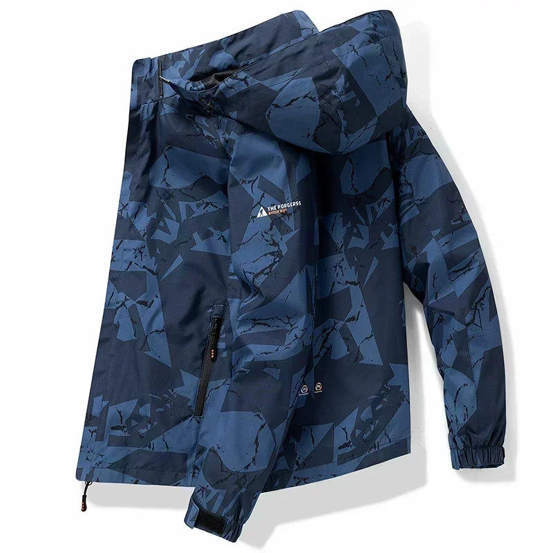 2024 Autumn Men's Jacket Korean Fashion Loose Waterproof Hooded Coat Outdoor Leisure Function Camping Camo Jacket Men's Workwear