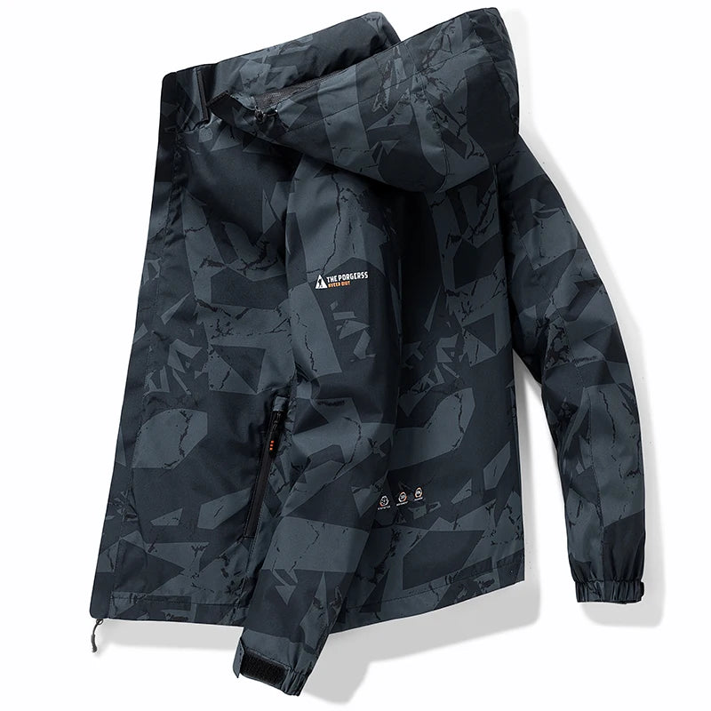 2024 Autumn Men's Jacket Korean Fashion Loose Waterproof Hooded Coat Outdoor Leisure Function Camping Camo Jacket Men's Workwear