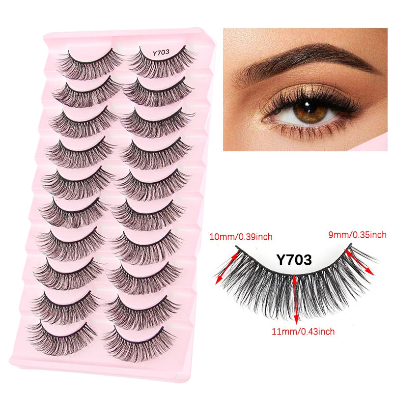False Eyelashes 3/10/20 Pairs Natrual Fluffy Winged Dramatic 3D Russian Strip Mink Lashes Fake Eyelashes Cat Eye Makeup Cilia