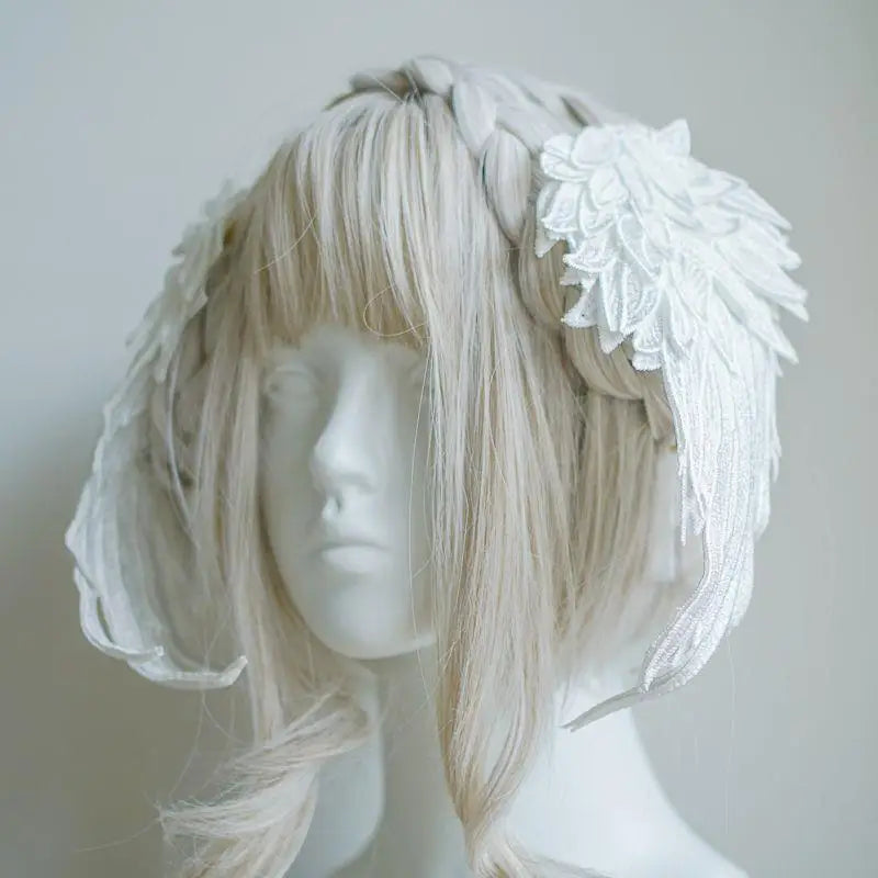 Feather Angel Wing Hair Clips Lolita Barrette Hairpin Lolita Anime Cosplay Hair Accessories Anime Halloween Black White Headwear
