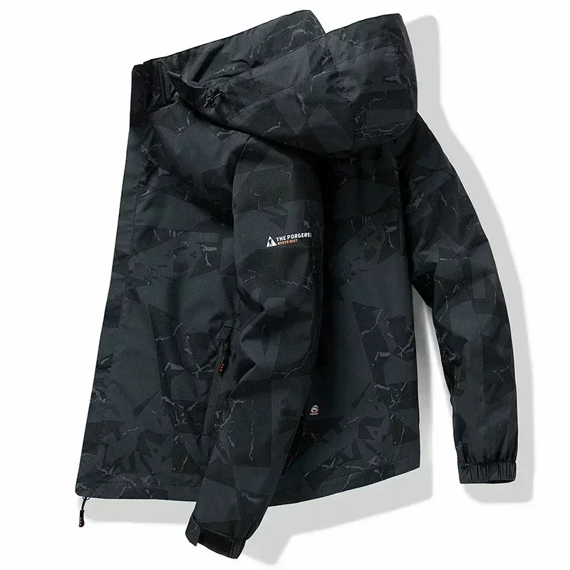 2024 Autumn Men's Jacket Korean Fashion Loose Waterproof Hooded Coat Outdoor Leisure Function Camping Camo Jacket Men's Workwear