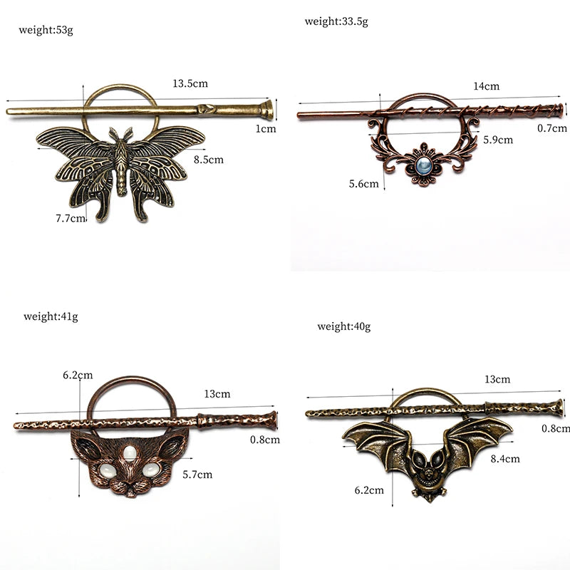 gothic bat cat hair fork vintage animal hairchopstick hairpins disk stick hairclip witch Viking women jewelry accessories gifts
