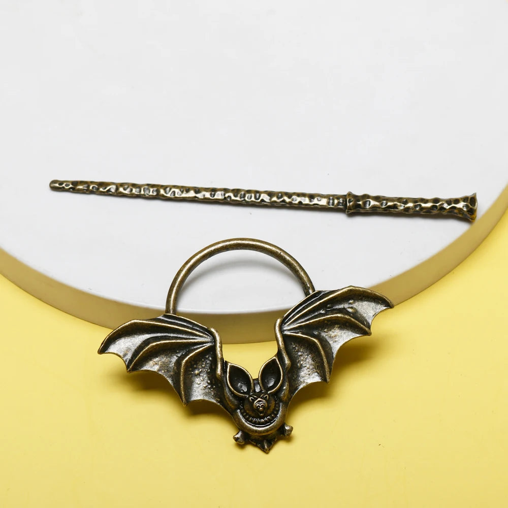 gothic bat cat hair fork vintage animal hairchopstick hairpins disk stick hairclip witch Viking women jewelry accessories gifts