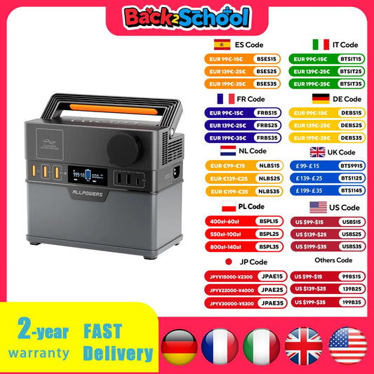 ALLPOWERS Portable Power Station 300W (Peak 500W), 288Wh Backup Battery Power Supply with Pure Sine Wave 110V / 220V AC Outlets