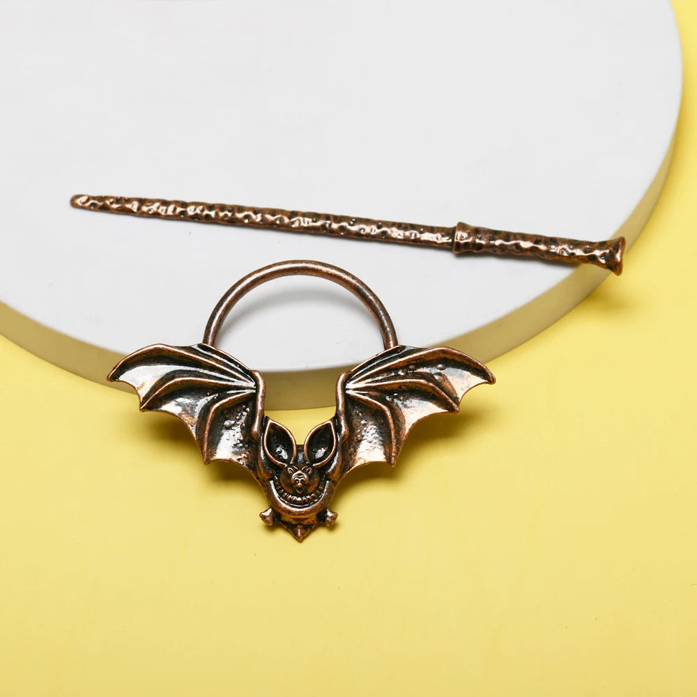 gothic bat cat hair fork vintage animal hairchopstick hairpins disk stick hairclip witch Viking women jewelry accessories gifts