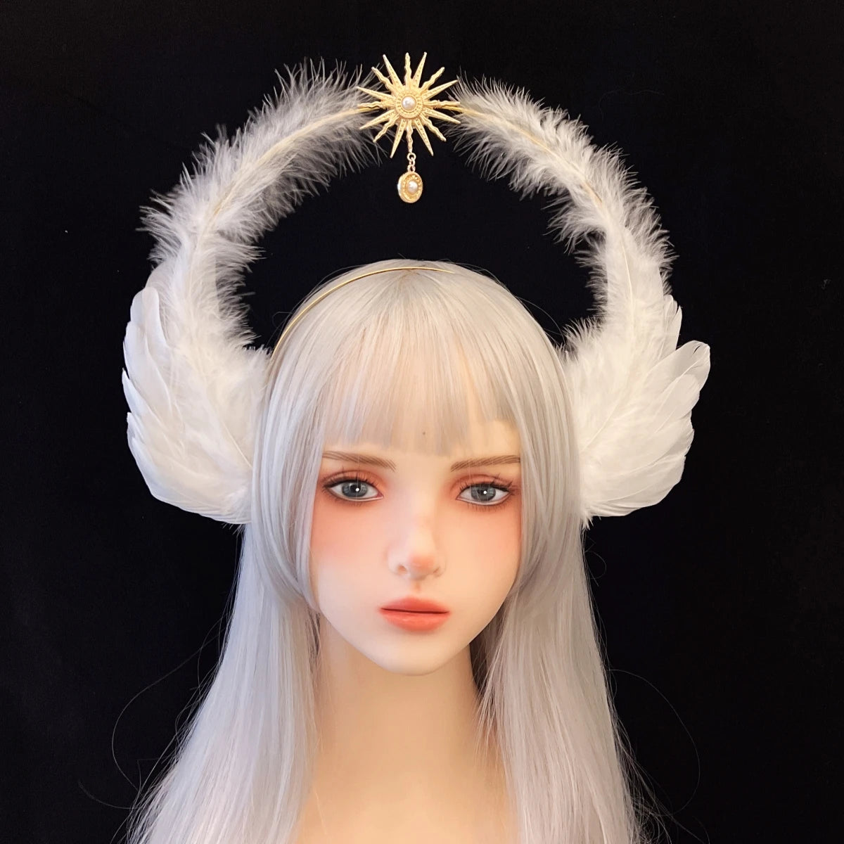 Feather Angel Wing Hair Clips Lolita Barrette Hairpin Lolita Anime Cosplay Hair Accessories Anime Halloween Black White Headwear