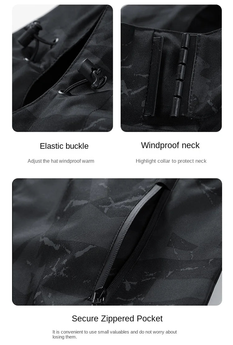 2024 Autumn Men's Jacket Korean Fashion Loose Waterproof Hooded Coat Outdoor Leisure Function Camping Camo Jacket Men's Workwear