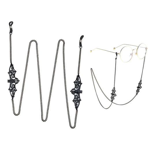 Fashionable Eyeglass Chain Black Bat Reading Eyewear Retainer Necklace Strap