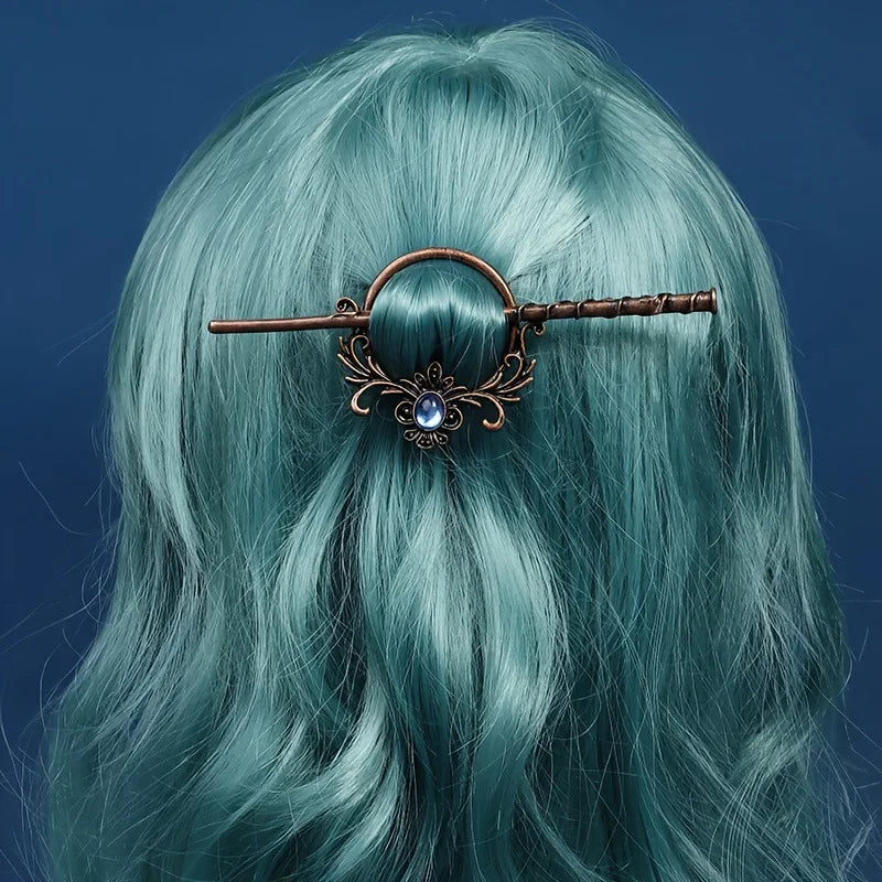 Enthic Viking Punk Witch Stick Hairpin Chunky Moth Hair Stick Cosplay Halloween Party Costumes Props Gothic Nordic Headpiece
