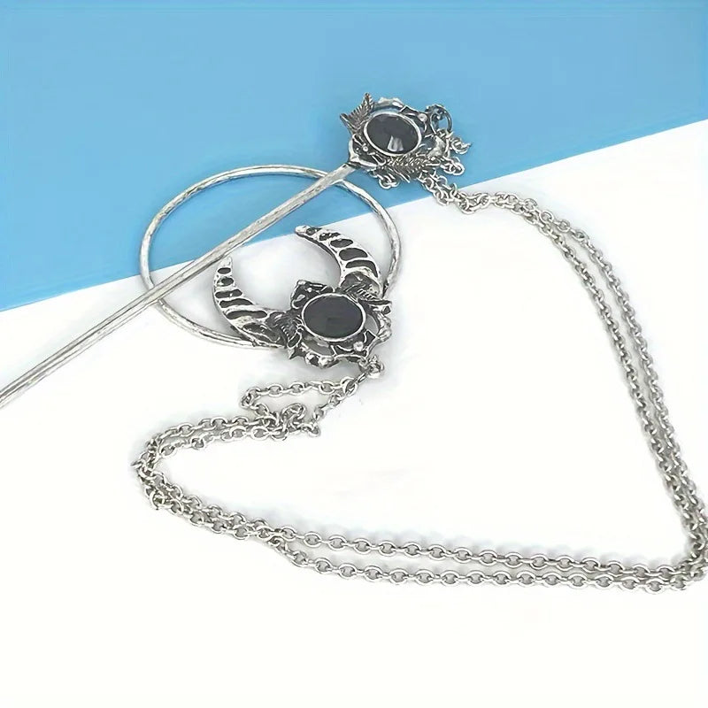 Enthic Viking Punk Witch Stick Hairpin Chunky Moth Hair Stick Cosplay Halloween Party Costumes Props Gothic Nordic Headpiece