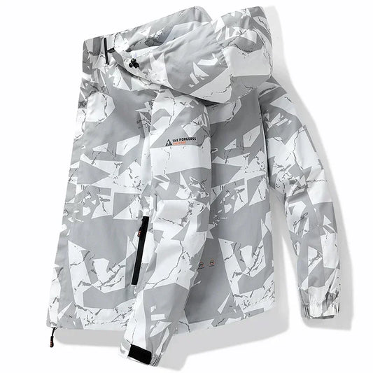 2024 Autumn Men's Jacket Korean Fashion Loose Waterproof Hooded Coat Outdoor Leisure Function Camping Camo Jacket Men's Workwear