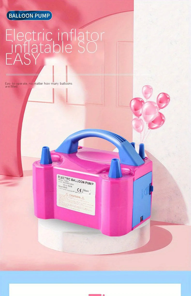 Portable Electric Balloon Pump -AC 110V-120V 600W Balloon Inflator With Dual Nozzle & 2 Tying Tools Party Decoration