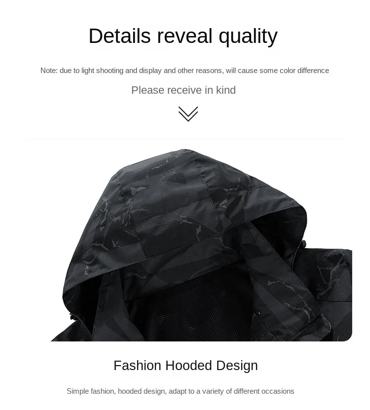 2024 Autumn Men's Jacket Korean Fashion Loose Waterproof Hooded Coat Outdoor Leisure Function Camping Camo Jacket Men's Workwear